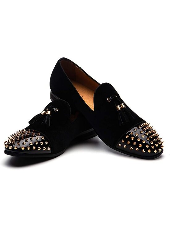 JITAI Men\'s Black04 Velvet Loafer Line Buckle Penny Slip On Leather Formal Shoes main image 5
